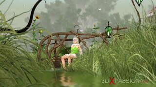 Varma sekso! Horny bela feino kaj gnome en la vilaĝo